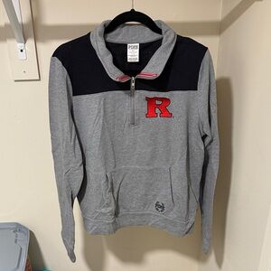 VS PINK w/ 5th & Ocean:  Embroidered Rutgers Logo Quarter-Zip (L)